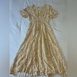 Free People Yellow Floral Midi Dress